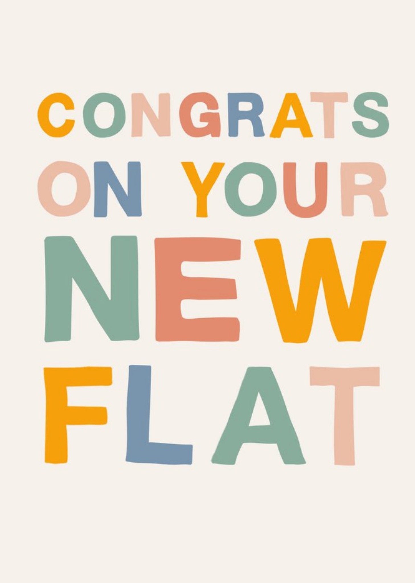 Moonpig Colourful Typography On A Cream Background New Flat Congratulations Card