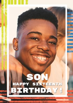 Son Happy Sixteenth Birthday Photo Upload Card