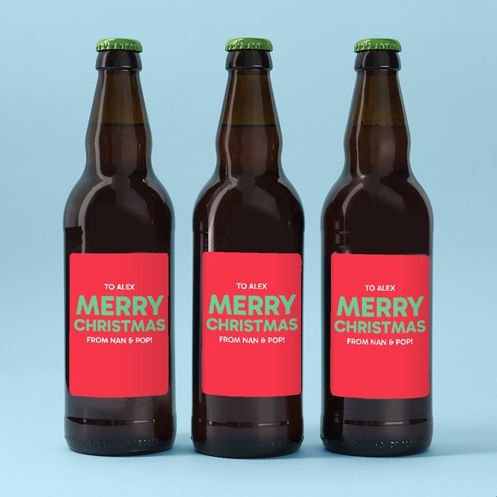 Personalised Merry Christmas Beer Trio 3x500ml