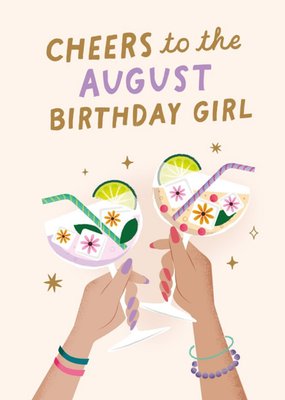 Cheers To The August Birthday Girl Card