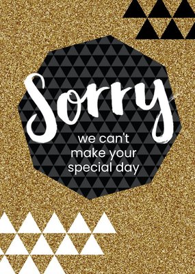 Sparkled Personalised Sorry We can't Make Your Special Day Card