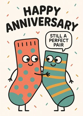 Happy Anniversary Still A Perfect Pair Illustrated Anniversary Card