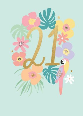 Floral 21st BIrthday Card