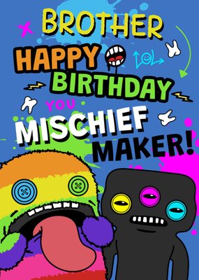 Fuggler Brother Mischief Maker Typographic Illustrated Birthday Card