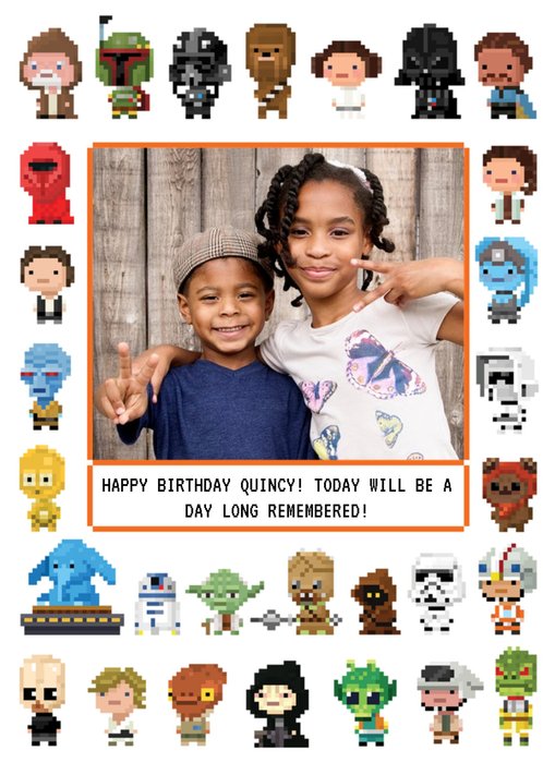 Star Wars 8 Bit Gaming Photo Upload Birthday Card