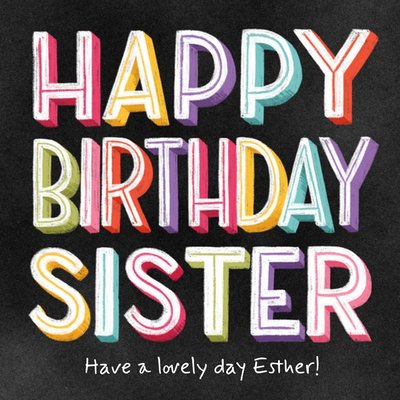 Typographic Birthday Card for Sister