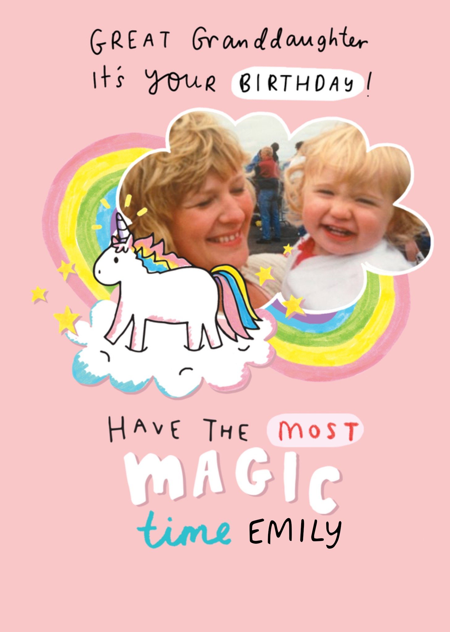 Moonpig Unicorn - Magic - Photo Upload Birthday Card - Great Granddaughter