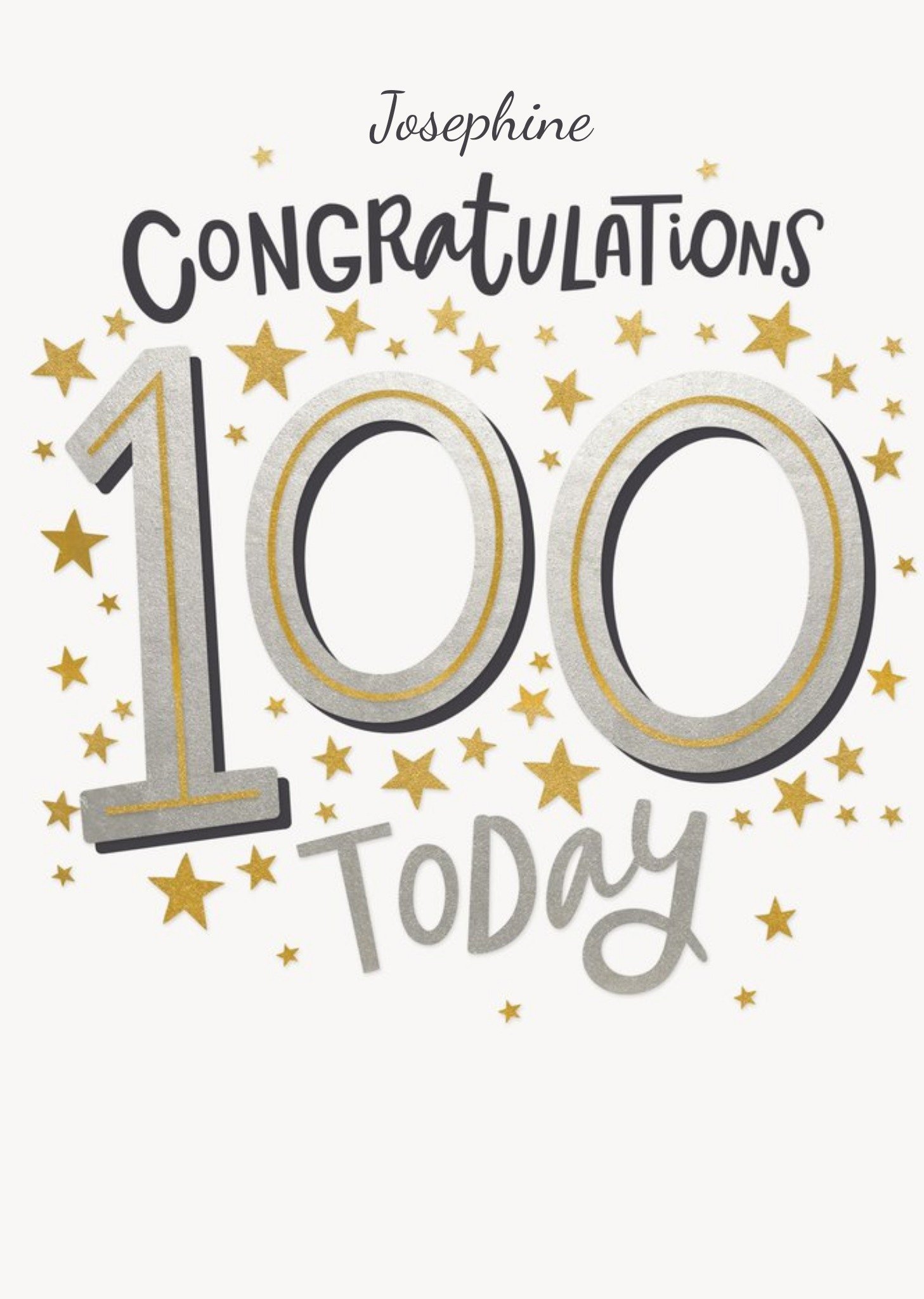 Moonpig Silver And Gold Typographic Customisable 100th Birthday Card