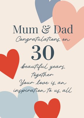 Mum And Dad 30 Beautiful Years Typographic Card
