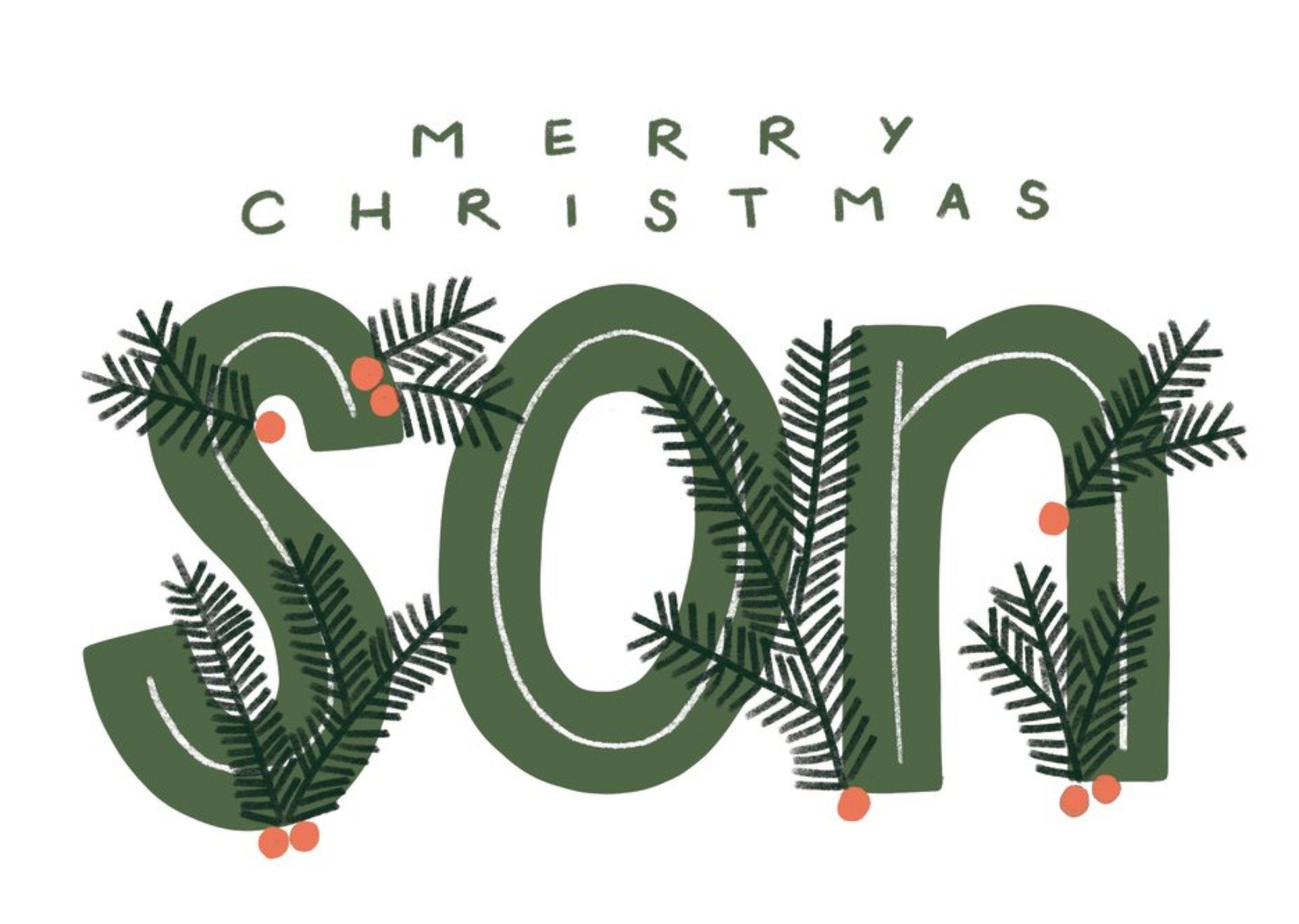 Moonpig Merry Christmas Son Typographic Card