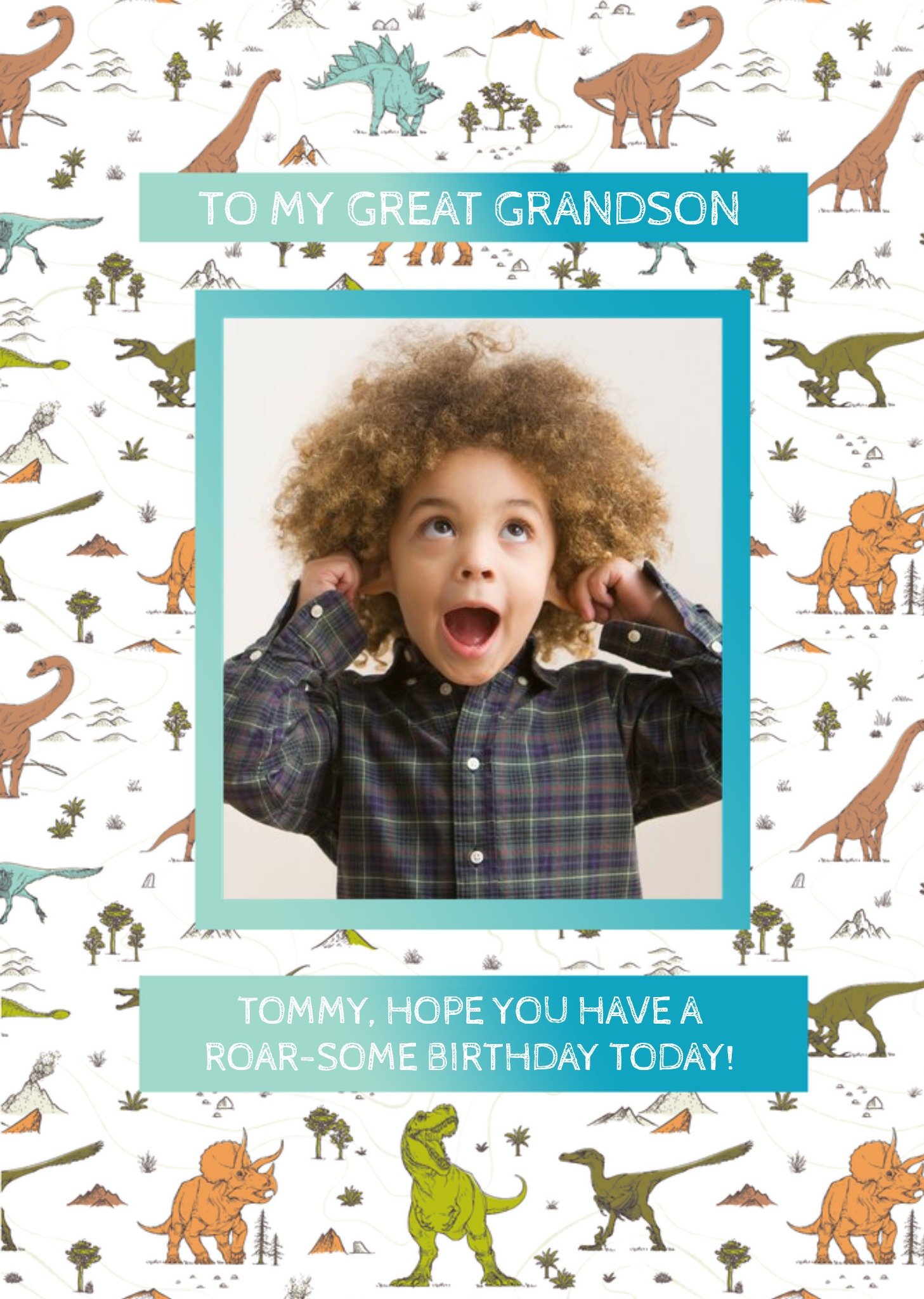 The Natural History Museum Great Grandson Dinosaur Birthday Photo Upload Card