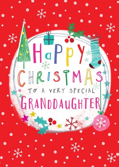 Modern Illustrated Happy Christmas To A Very Special Granddaughter Christmas Card