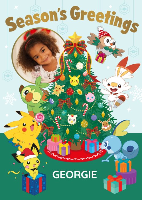 Pokemon Characters Season's Greetings Photo Upload Card