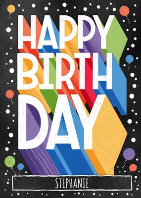 Dusty Colourful Typographic Happy Birthday Card