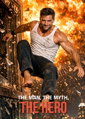 The Man The Myth The Hero Face Photo Upload Card