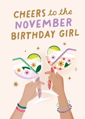 Cheers To The November Birthday Girl Card