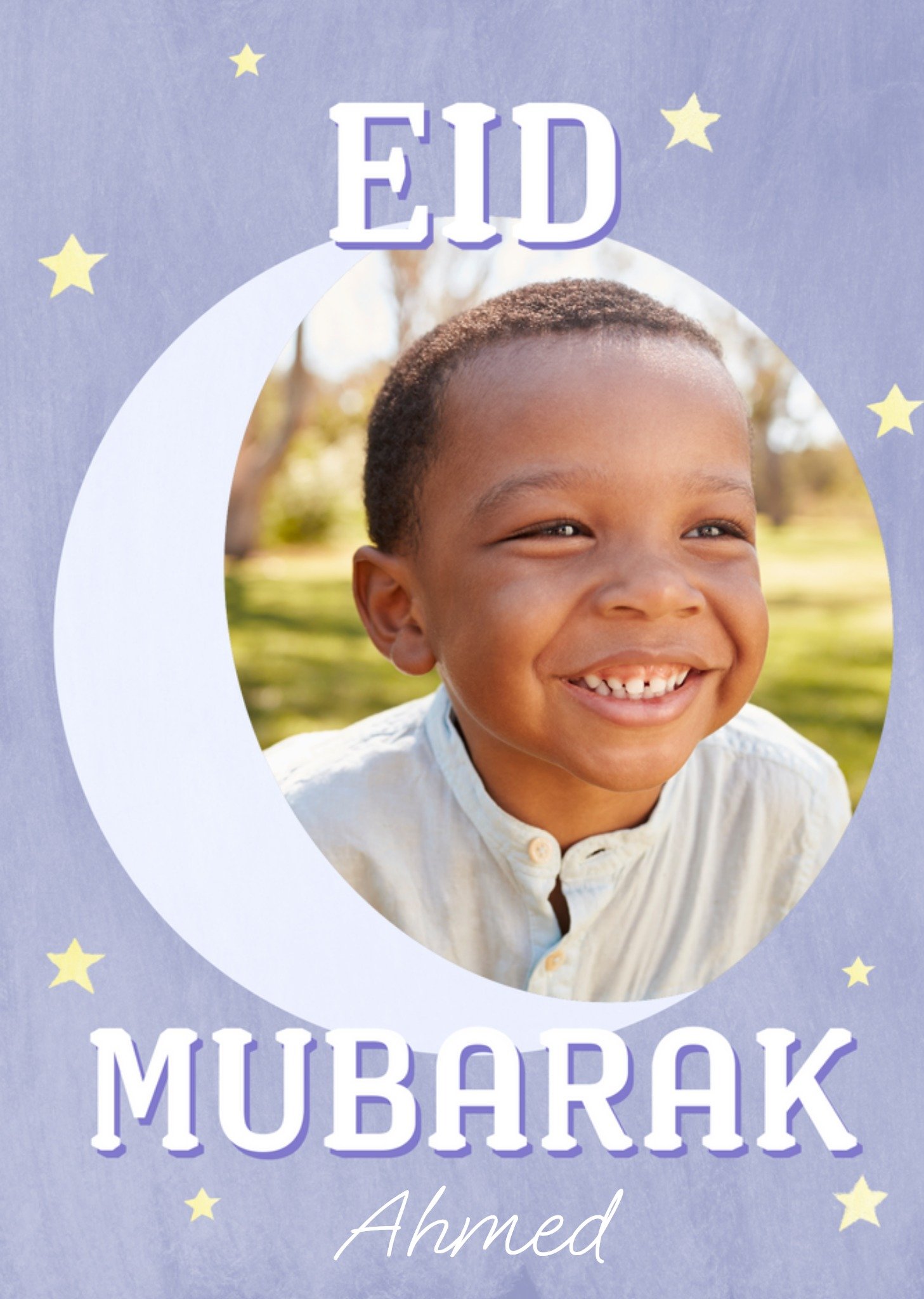 Moonpig Moon And Stars Photo Upload Eid Mubarak Card, Large