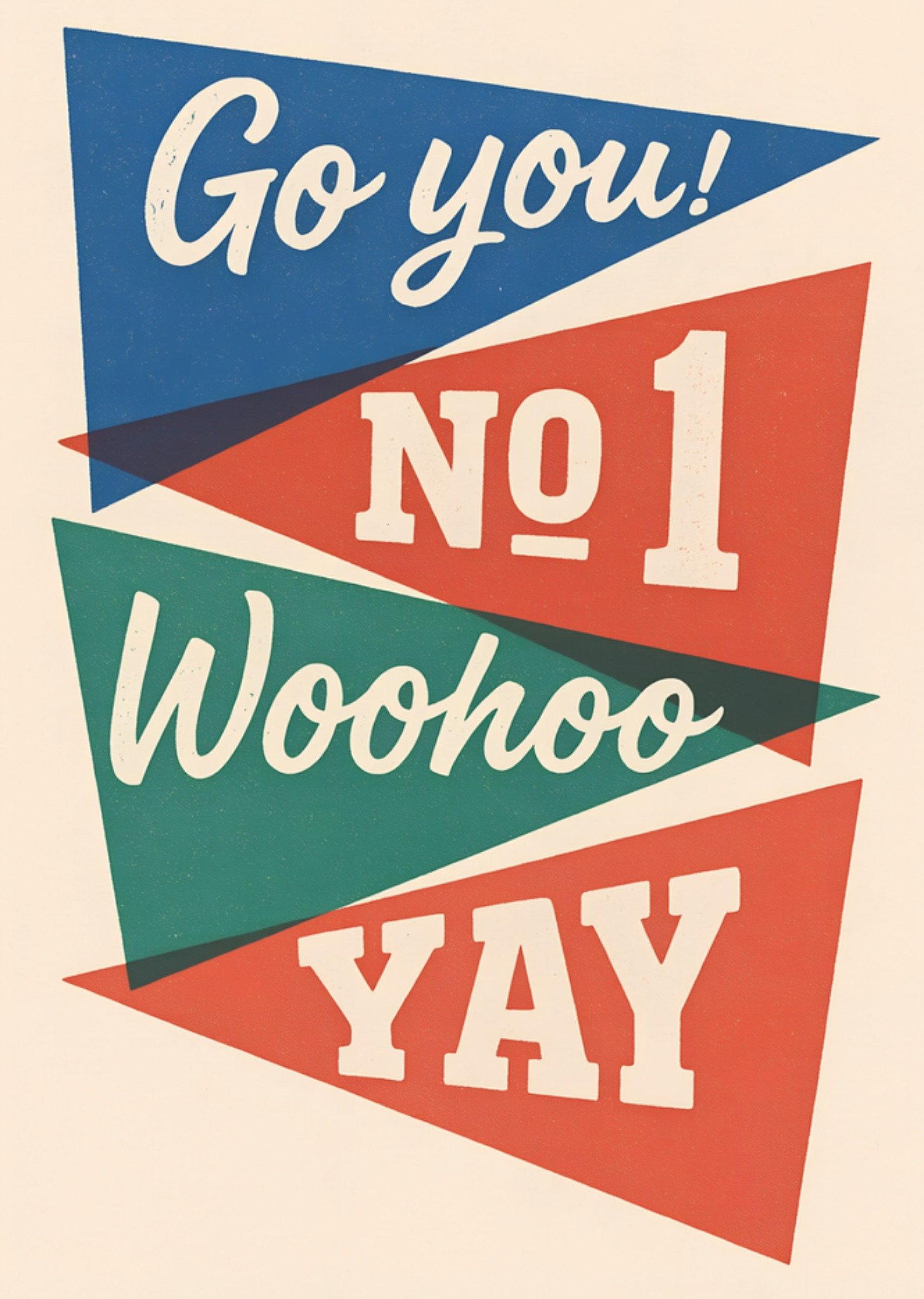 Moonpig Retro Pennant Flags Go You Congratulations Card