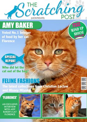 The Scratching Post Cat Magazine Spoof Personalised Photo Upload Happy Birthday Card