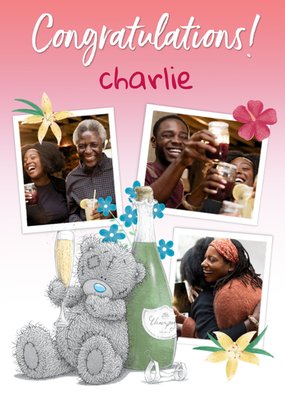 Tatty Teddy Champagne Multiple Photo Upload  Congratulations Card