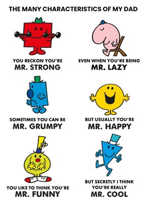 Mr Men Characteristics Of Dad Personalised Happy Birthday Card