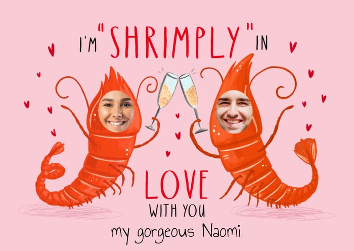 Shrimply In Love With You Photo Upload Card