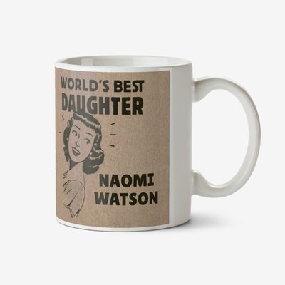 Retro Illustration Photo Upload World's Best Daughter Mug