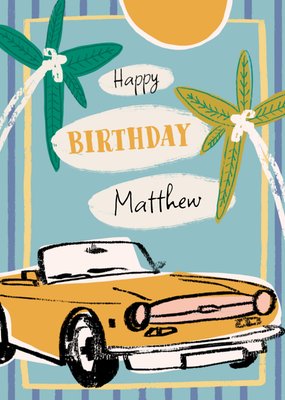 Retro Convertible Car Birthday Card From The Studio Collection