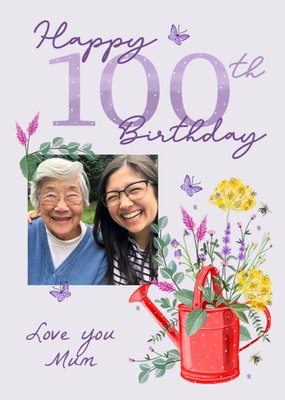 Okey Dokey Design Happy 100th Birthday Photo Upload Card