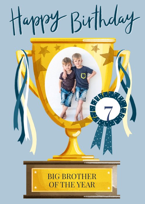 Trophy Big Brother Of the Year Photo Upload Birthday Card