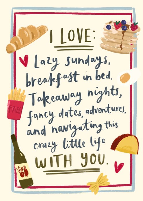 Illustrated Food And Drink Hand Lettered Verse Card