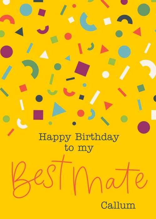 Scatterbrain Bright Graphic Shapes Pattern Best Mate Birthday Card