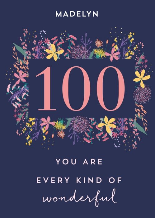 Floral 100th Birthday Card