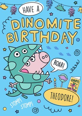 Peppa Pig Dinomite George Pig Birthday Card