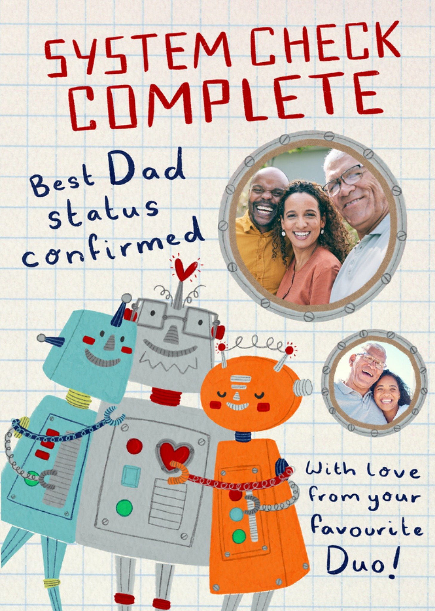 Moonpig Best Dad Robots Illustrated Photo Upload Father's Day Card