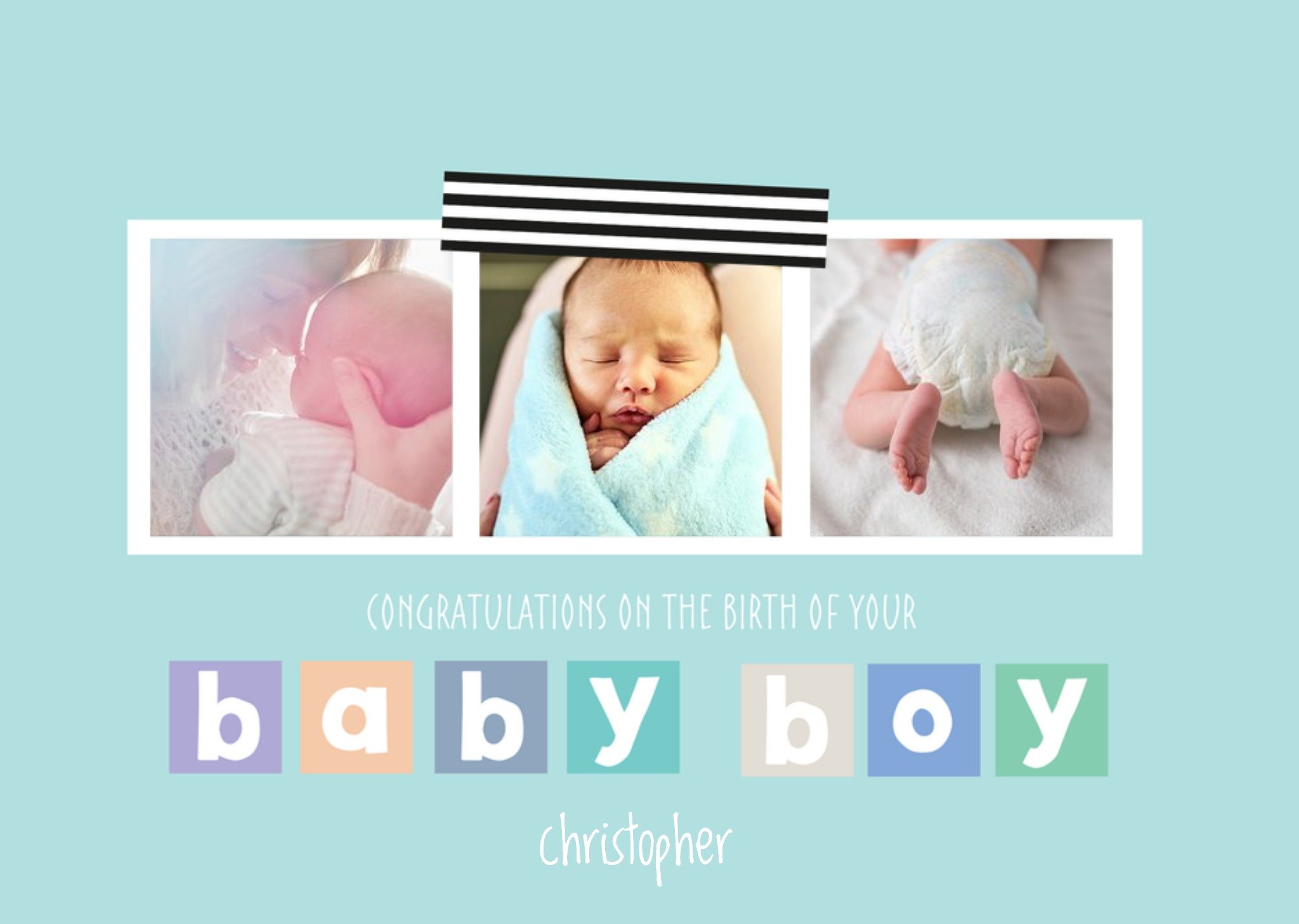 Moonpig New Baby Boy Photo Upload Card