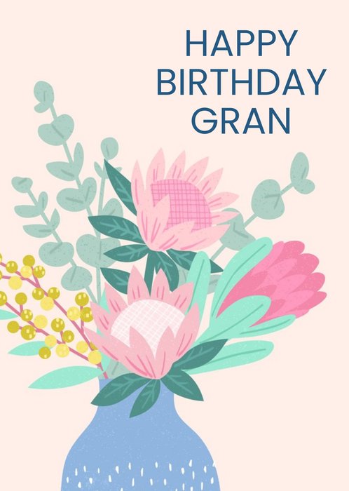 Illustration Of A Bouquet Of Flowers Gran's Birthday Card