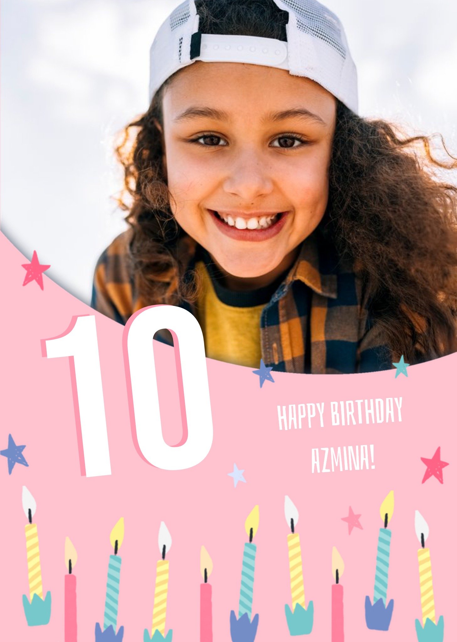 Moonpig Modern Illustrated Candles Photo Upload Age Birthday Card