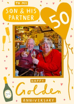Son And His Partner Photo Upload 50th Anniversary Card