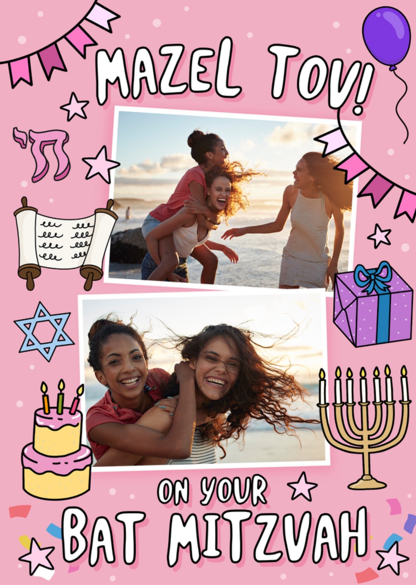 Moonpig Mazel Tov On Your Bat Mitzvah Photo Upload Bat Mitzvah Card