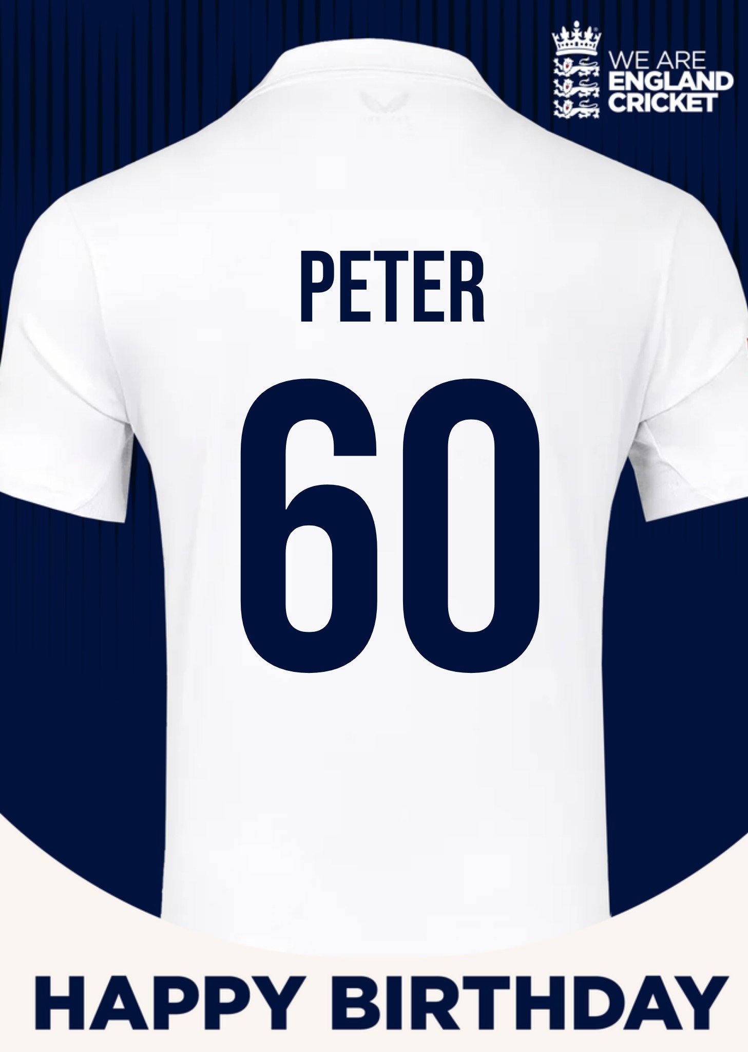 Moonpig England Cricket 60th Birthday Fan Shirt Card