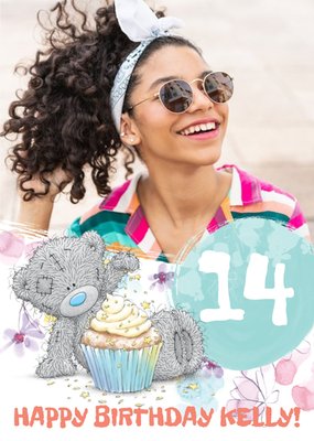 Cute Tatty Teddy 14th Birthday Photo Upload Card