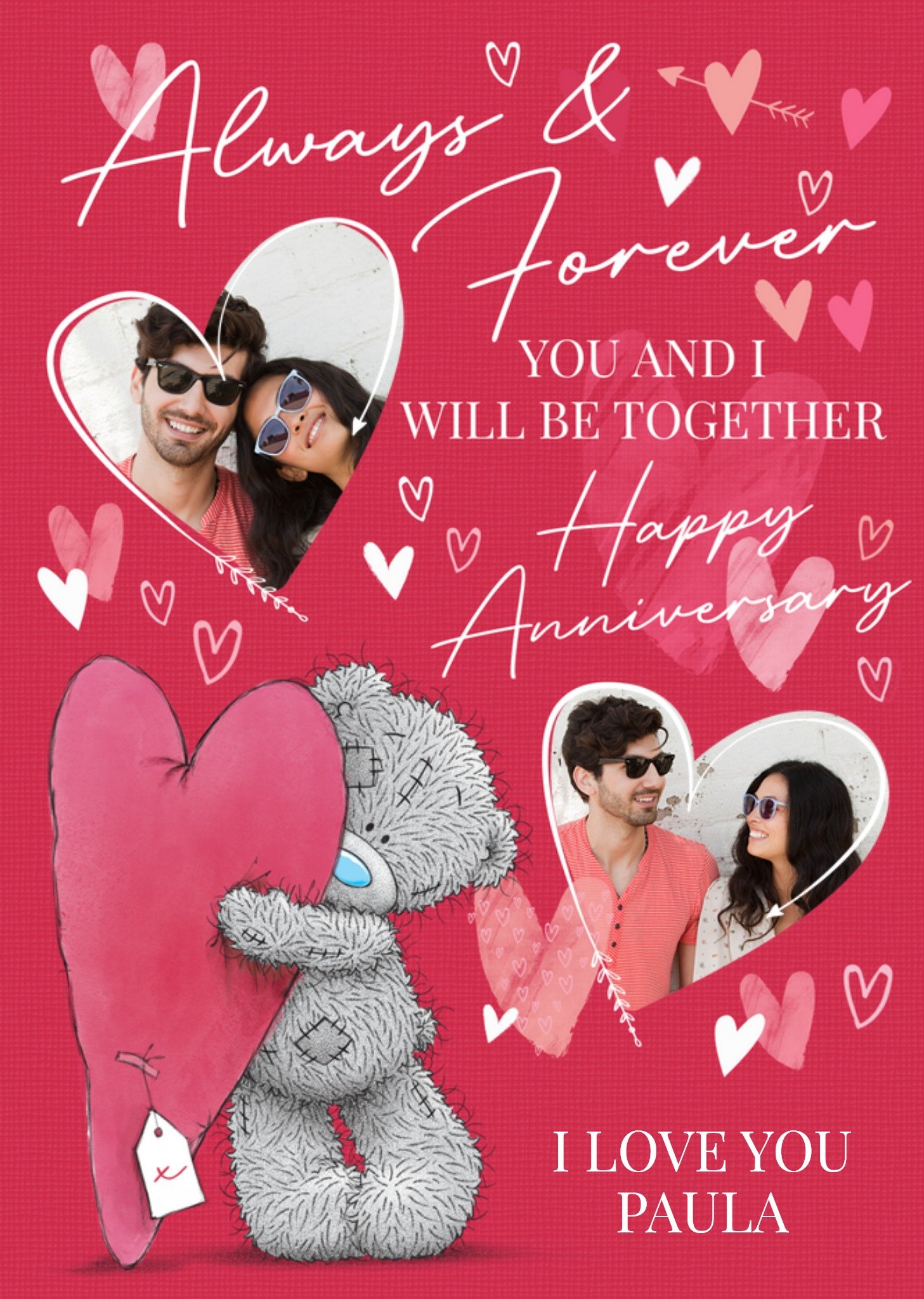 Me To You Tatty Teddy Photo Upload Always & Forever Anniversary Card, Large