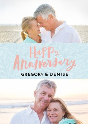 Two Photo Upload Editable Anniversary Card