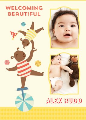 Balancing Circus Act New Baby Multi-Photo Card