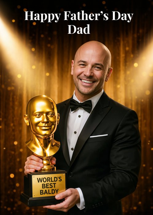 World's Best Baldy Award Face Swap Photo Upload Father's Day Card