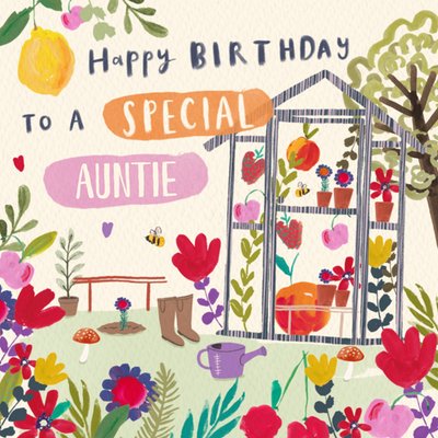 Happy Birthday To A Special Auntie Illustrated Card