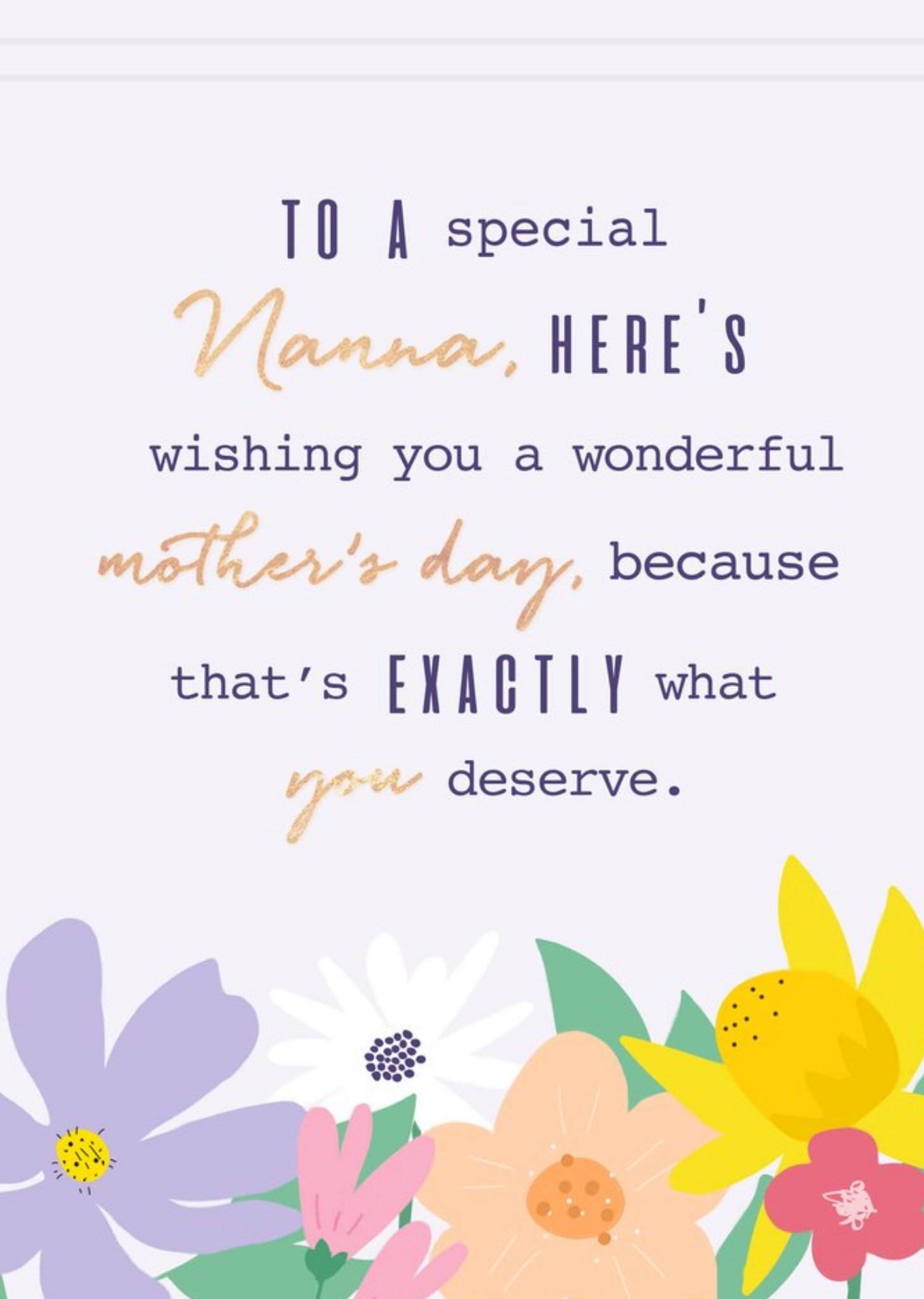 Moonpig Illustrated Floral To A Special Nanna Mothers Day Card