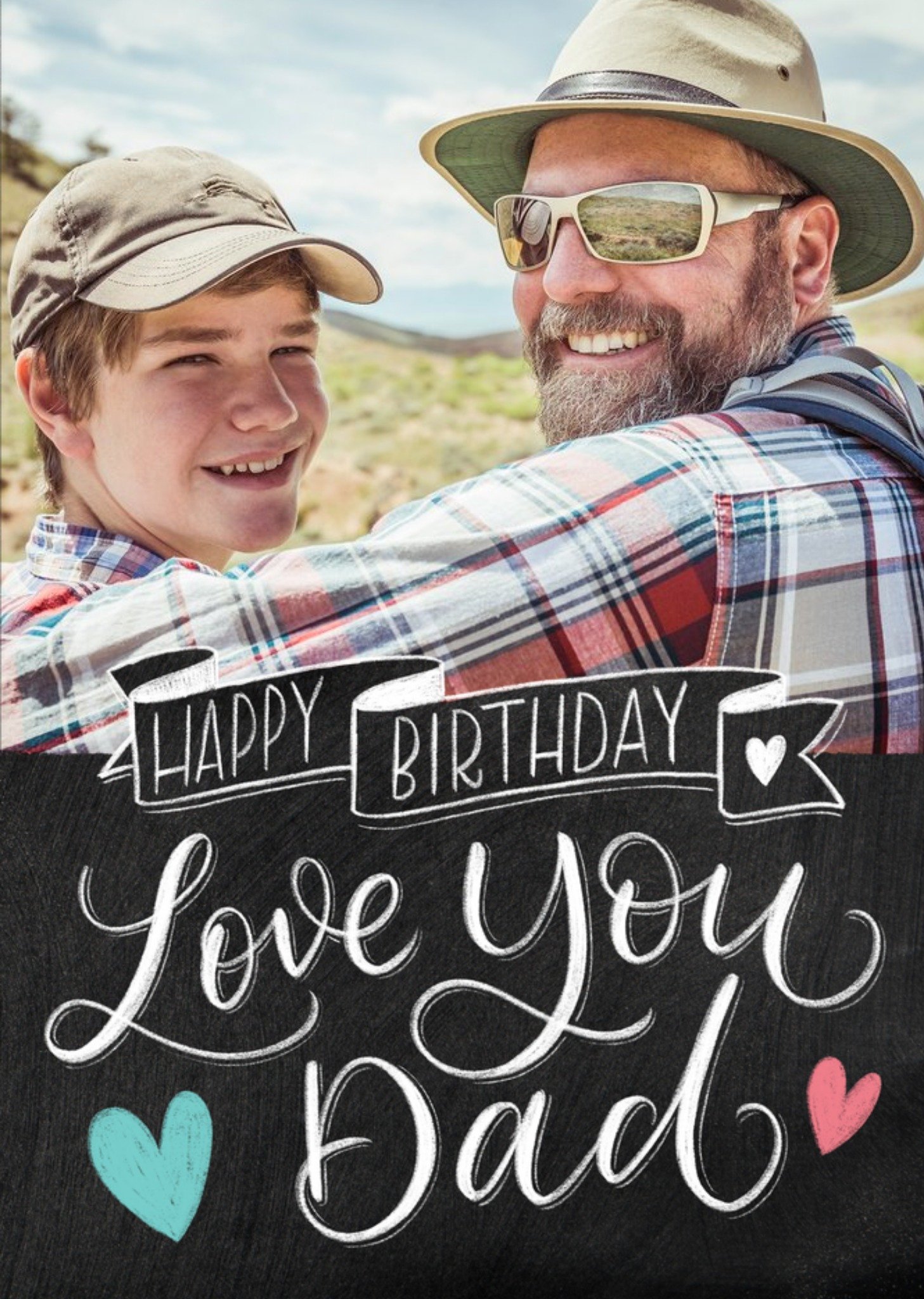 Moonpig Typographic Chalkboard Happy Birthday Love You Dad Photo Upload Birthday Card