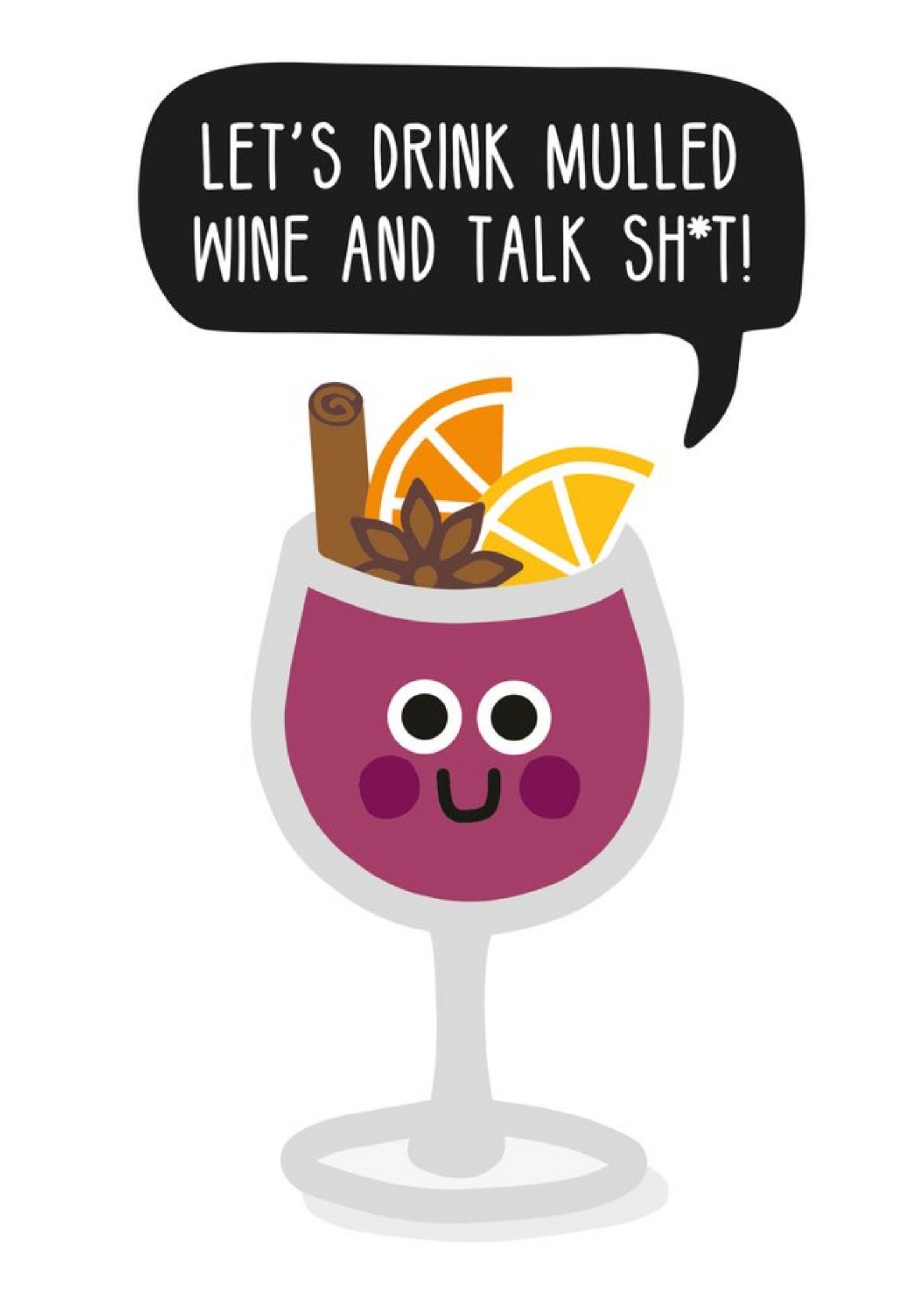 Moonpig Illustration Of A Glass Of Mulled Wine Character Humorous Christmas Card